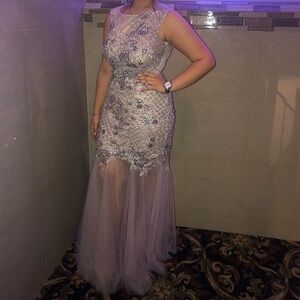 Elegant Sparkly Lilac Evening Gown
